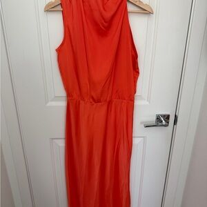 Elegant Orange Sleeveless Dress